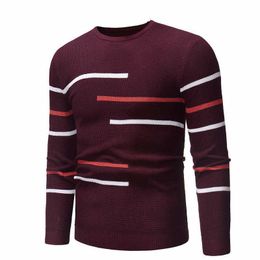 Zogaa Men Slim Fit Sweater Autumn Winter Turtleneck Strip Design Casual Patchwork Sweaters Male Knitted Pullover Outwear Y0907