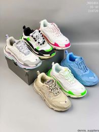 Top 17FW Pairs Triple S Clear Sole Women Casual Shoes Crystal Bottom All White Black Green Pink Yellow Rainbow Sports