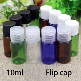 10ml Empty Plastic Water Bottle with Flip cap Green Brown Blue Essential Oil Small Travel Packaging Containers Free Shippinggood qty