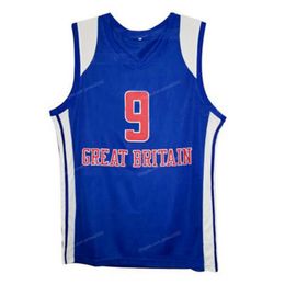 Custom Retro Luol Deng #9 Team Great Britain Basketball Jersey Sewn Blue S-4XL Name And Number Top Quality
