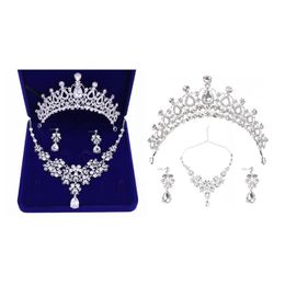 Earrings & Necklace Bridal Wedding Jewellery Set Luxury Crystal Rhinestone Hair Accessories Shine For Girl Or Women