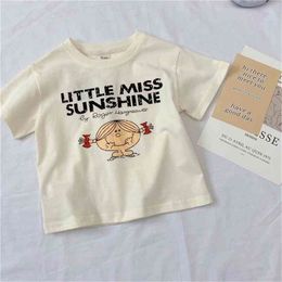 Summer Arrival Girls Printed T Shirt Kids Cotton Tops Korean Design Kid Clothes 210528