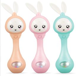 Baby Music Flashing Teether Rattle Toys Rabbit Hand Bells Mobile Infant Pacifier Weep Tear Newborn Early Educational Toys 0-12M