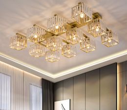 Crystal Rectangle Iron Modern Led Chandeliers ceiling lights for living room bedroom AC85-265V Gold/Black Fixtures