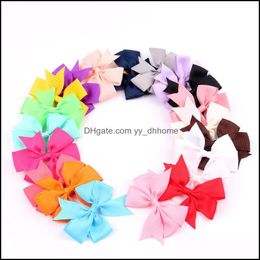 Hair Clips & Barrettes Jewellery Wholesale Handmade V-Shaped Baby Tail Ribbon Bow Accessories Satin 20 Colours Hairpin Children Headdress Drop