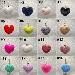 Fashion Heart Shaped Keychain Creative Car Keychain Girls Love Bags Plush Pendant 16 Colors ZZD8087