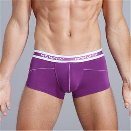 Wholesale Mens Solid Colours Panties Underpants Fashion Printing Elasticity Boxer Briefs Male Comfortable Loose Casual Breathable Underwear