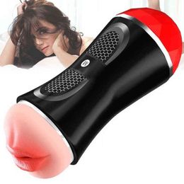 Nxy Men Masturbators Double Head Male Masturbation Cup Sex Toys for Sucking Real Deepthroat and Mouth Soft Silicon Vagina Massager 1214