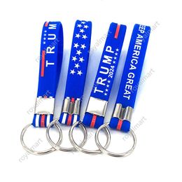 Trump Keychain Party Favour 2024 American Election Keychains Keep America Great for President Wristband Silicone keyring