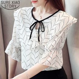 Women blouse and top summer printing chiffon short shirt women short shirt women chiffon shirt V neck harajuku 3751 50 210527