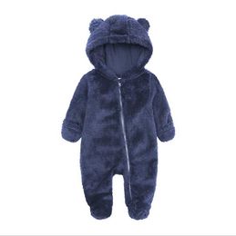 New Cute Bear Newborn Baby Boy Girl Rompers Clothes Long Sleeve Hoodes Zipper Romper Clothes Autumn Winter 0-12M Infant