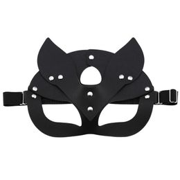 Berets 2021 Fashion Women Mask Face Cosplay PU Leather Blindfold Halloween Party Masquerade Ball Masks Punk Collar Gift