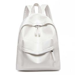2021 European and American Style Casual White Backpack Women PU Leather Large Capacity Travel Backpacks Ladies Shopping Bagpack X0529