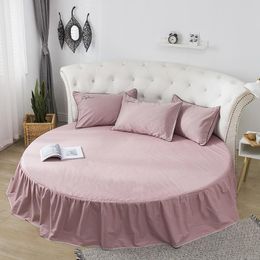Sheets & Sets 34 Bed Skirt Fitted Sheet Round Linen 200cm 220 Cm Bedspreads Mattress Cover Home Decor Pink White Grey Double