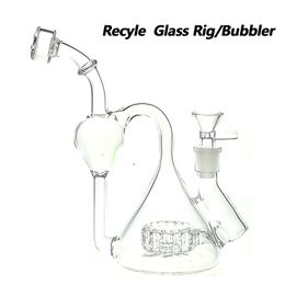 Glassh Recyler Bong/Rig Bubbler per fumo di altezza di 8 pollici con femmina da 14 mm e ciotola 320 g di peso BU017 in Offerta