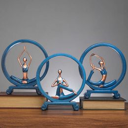 27.5cm Resin Nordic Modern Yoga Girl Statue Living Room Porch Creative Figures Home Decoration Art Sculpture Ornaments