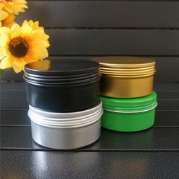 200g 200ml Gold Green Empty Round Aluminum Box Metal Tin Cans Cosmetic Cream DIY Refillable Jar Tea Pot Black Containerhigh quatity