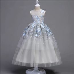 Ball Gown Tea Length Flower Girl Dress Organza Sleeveless Jewel Neck with Appliques Tiered Ruching