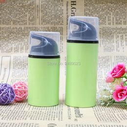 50ml 80ml Green Plastic Airless Bottle With Black Head Empty Cosmetic Containers Transparent Cap Packaging 100 pcs/lotgood qty