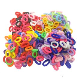 100 Pcs / Lot Kids Elastic Hair Band Girl Children Candy Solid Kid Rope Accessories Scrunchy Rubber Gum Hairband Headwear