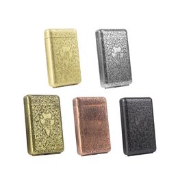 Colorful Alloy Flower Pattern Cigarette Cases Dry Herb Tobacco Stash Storage Box Preroll Rolling Roller Holder Portable Three Opening Mode Smoking Container DHL