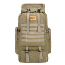 Outdoor Canvas Backpack Large Capacity Molle System Travelling Hiking 80L Tactical Military Backpack