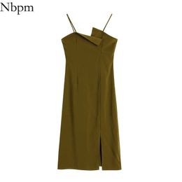 Nbpm Women Sexy Fashion With Asymmetrical Collar Women's Dress High Waist Sweet Sleeveless Vestidos Mujer Spring Summer 210529