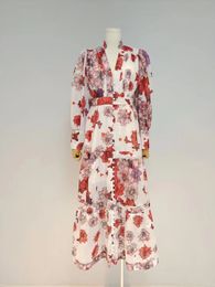 Autumn 2022 Australian tight waist long slim elegant Printed Dress
