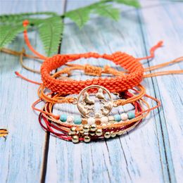 String Adjustable Weave World map Charm bracelet multilayer beads Children women bracelets bangle cuff fashion Jewellery will and sandy