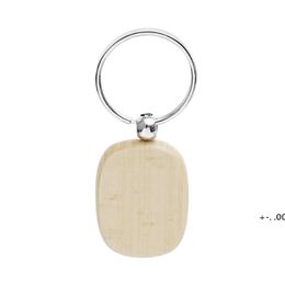 Beech Wood Keychain Party Favors Blank Personalized Customized Tag Name ID Pendant Key Ring Buckle Creative Birthday Gift CCE11340