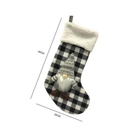 18 inch Anjule red white Cheque socks Christmas Stockings Trees Ornament Decorations Santa Gift Candy Bags RRE14825