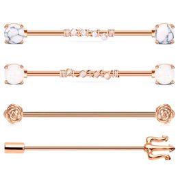 Barbell 35mm 1 3/8 & 38mm 1 1/2 Inch Industrial Piercing Bar for Women Men14G 4-6PC Surgical Steel