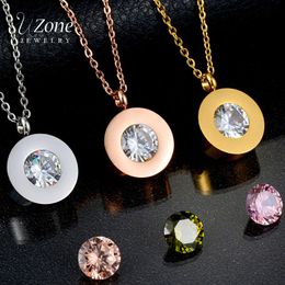 Pendant Necklaces UZone 316L Crystal Necklace Interchangeable 3 Colors CZ Stone Female Braid Wedding Jewelry For Women