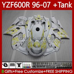 Bodys +Tank For YAMAHA YZF600R Thundercat YZF 600R 600 Yellow flames R 96-07 Bodywork 86No.25 YZF-600R 96 97 98 99 00 01 02 07 YZF600-R 1996 2003 2004 2005 2006 2007 Fairing