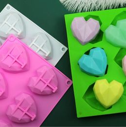 6 Cavity Diamond Silicone Cake Mould Silicone 3D Heart Shape Fondant Cake Chocolate Baking Mold Mould Modelling Decor