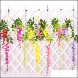 Wreaths Festive Supplies Home & Garden110Cm Wisteria Decor 6 Colours Artificial Decorative Flowers Garlands For Party Wedding House With Drop