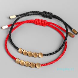 Wholesale-New Handmade Copper Bead Bracelet Lovely Popular Wax Thread Love Lucky Bracelets For Women Men Jewelry Gifts