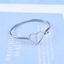 Stainless Steel 4-styles Heart Leaf Bracelets Luxurious Jewelry for Women Silver Color Love Fashion Bangles Christmas Gift Q0719