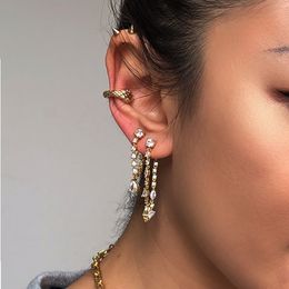 Brass With 18k Gold Zirconia Tassel Chained Drop Earrings Women Jewellery Party T Show Gown Runway rare Korean Japan Trendy INS