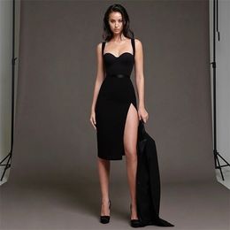 Adyce 2021 New Summer Women Elegant Black Bodycon Bandage Dress Sexy Spaghetti Strap Midi Blue Club Celebrity Runway Party Dress 210316