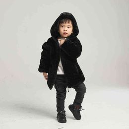 Winter warm men's and girls' imitation rabbit fur children's coat high-quality children's rabbit fur clothes 211207