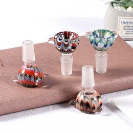 Colorful Glass Round Thick Bowl 14mm 18mm Pipe Slide Bowls Female Male Joint Oil Burner Handle For Hookah Bong Water Smoking Pipes Tools Accessories Dab Rigs