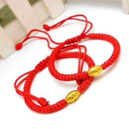 red rope bracelet knot tied couple hand knitting blessed lucky charm bracelets