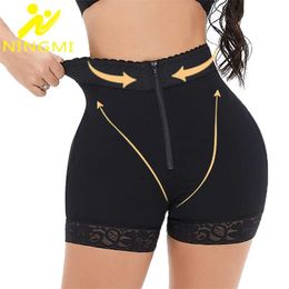 NINGMI Body Shaper Butt Lifter Panties Waist Trainer Women Push Up Strap Seamless High Waist Shaping Panties Shapewear with Hook 211116