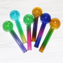 10cm Pyrex Glass Oil Burner Pipes Colourful Tobacco Dry Herb Water Hand Pipe Straw Tube Burners For Water Bong Accessories