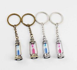 100 Pcs Novelty Metal Lamp Shaped Key Chain Hourglass Keychain Lover Couples Friends Nice Trinket Gifts Wholesale