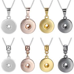 Silver Color/Rose Gold/Black/Gold 18mm Snap Button Pendant Necklace Romantic Fashion Snaps Jewelry Nice Gift