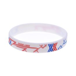50PCS Darling in the franxx Silicone Rubber Bracelet Anime Gift White Adult Size