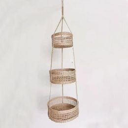 Other Garden Supplies Natural Hand-woven 3 Tier Hanging Planter Basket Handmade Plant Hanger Decorative Pot Holder For Home Decoration