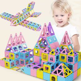 151pcs/90pc Pink block Magnetic Designer Construction Set Model & Building Toy Plastic Magnetic Blocks Educational Toys For kids Q0723